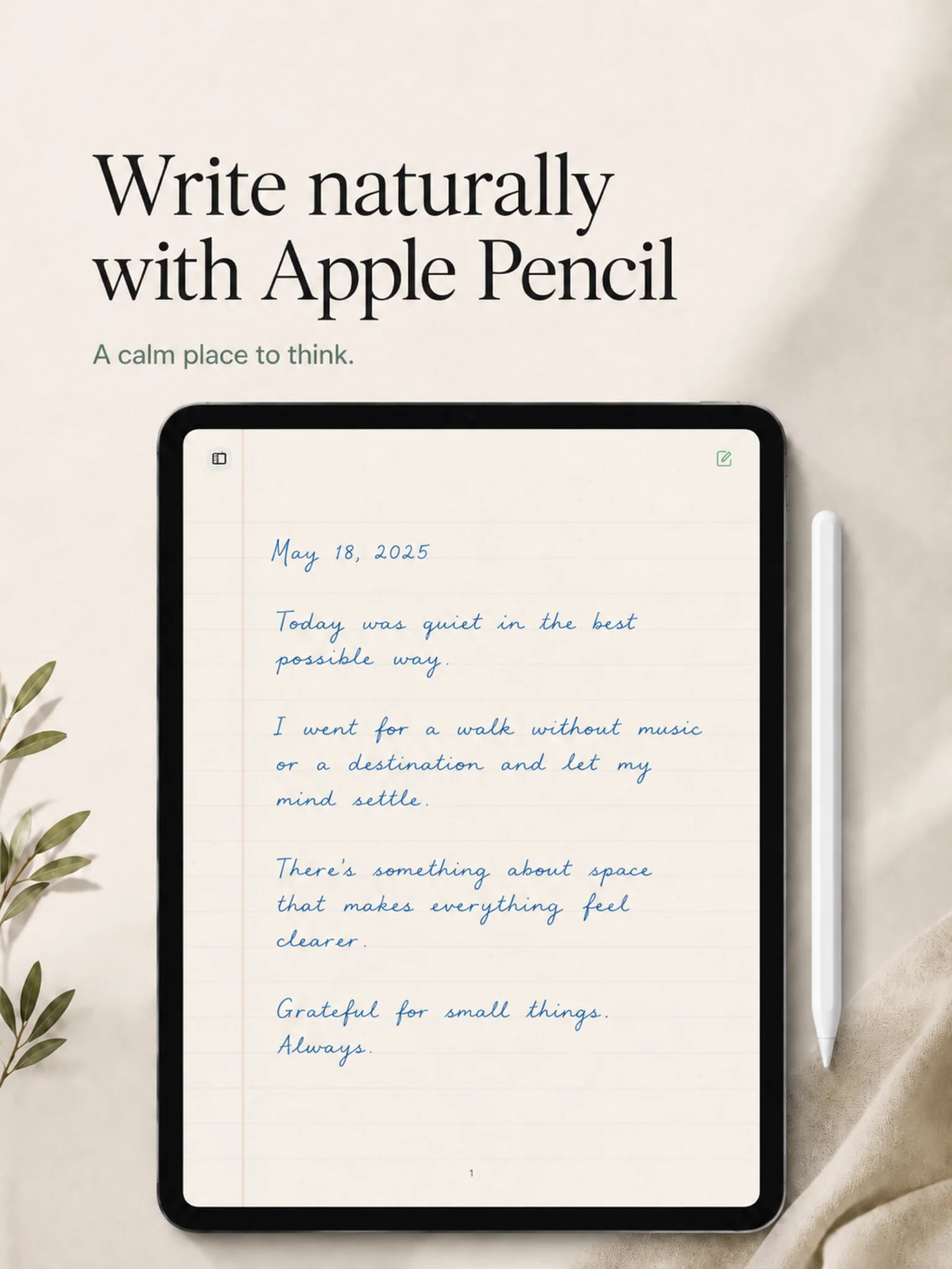 Apple Pencil journaling in Journal - From Me