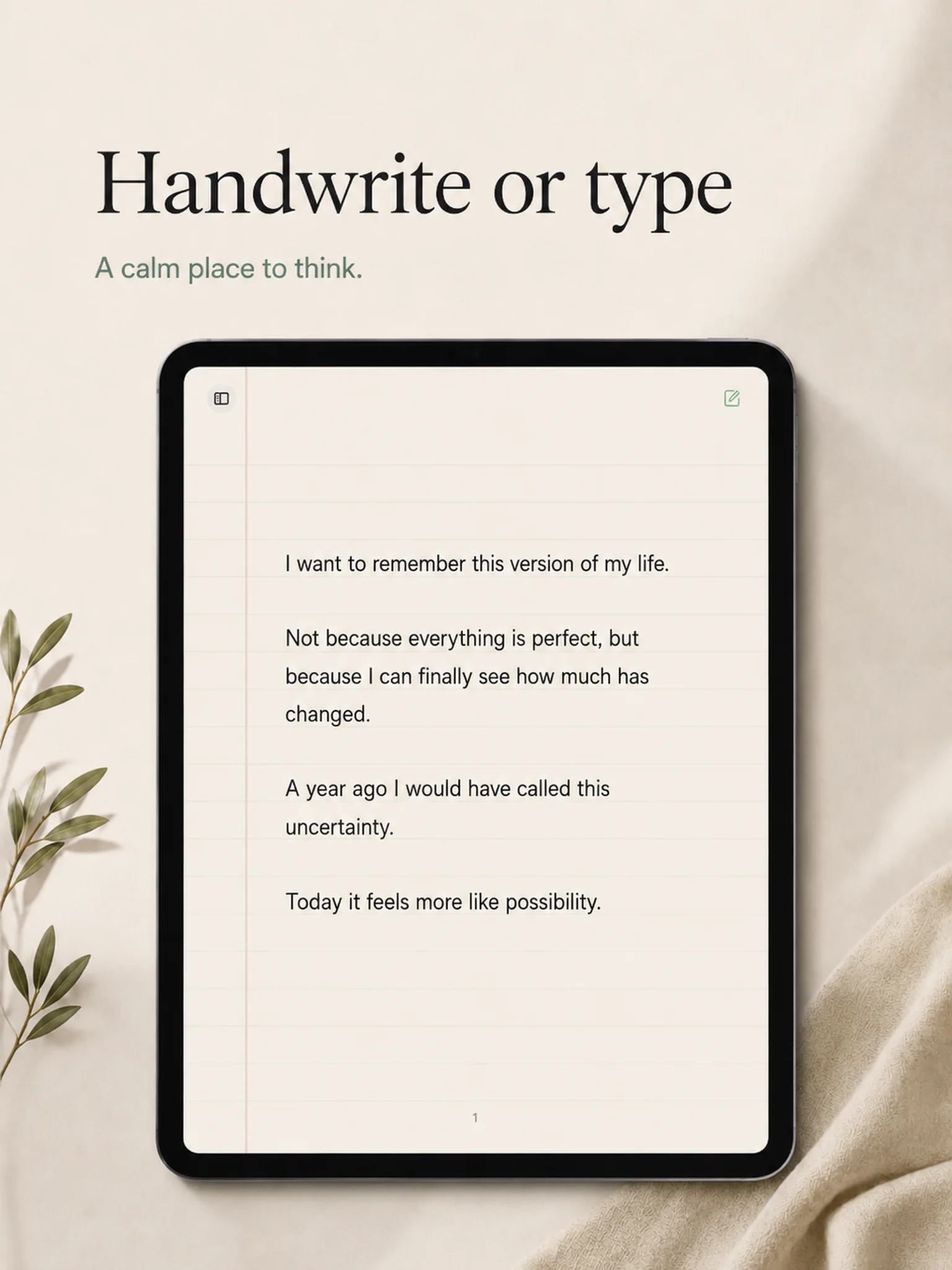 A typed Journal - From Me page representing the iPhone writing experience